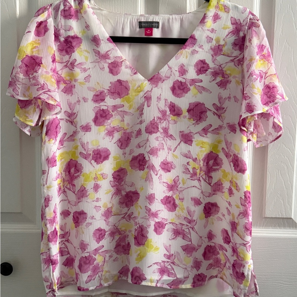 Vince Camuto Pink and Yellow Floral Blouse